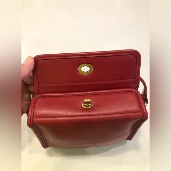 Vintage Coach Hard To Find Red Leather Geometric Bag #9043 Handbag With Hangtag - Picture 10 of 16